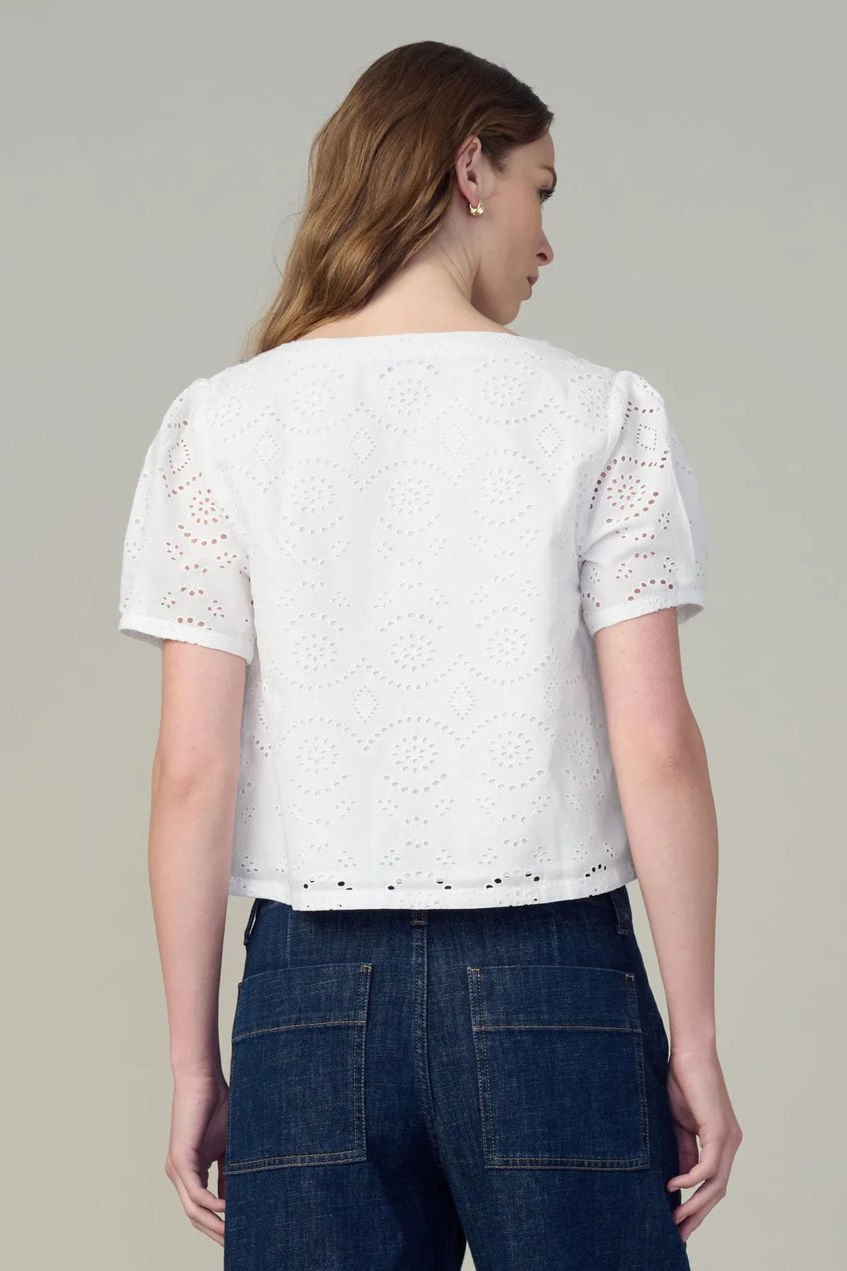 The Halle Short Sleeve Eyelet Blouse sold by French Cuff product image thumbnail 3