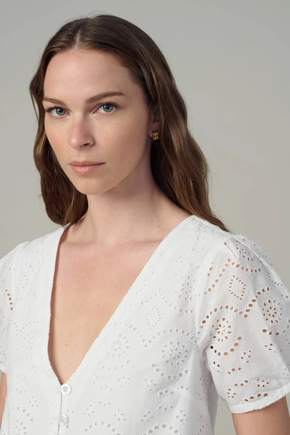 The Halle Short Sleeve Eyelet Blouse sold by French Cuff product image thumbnail 4