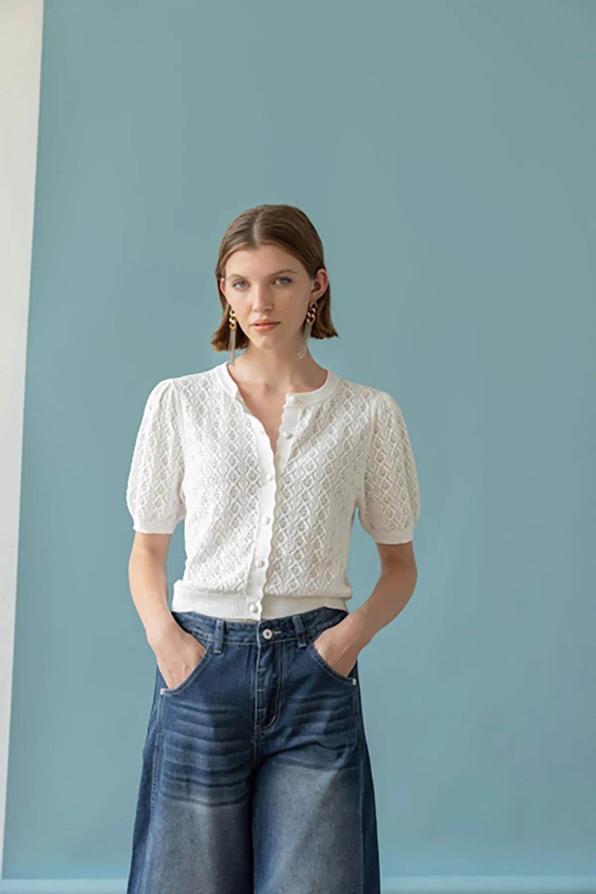 Pointelle Cardigan sold by French Cuff product image thumbnail 3