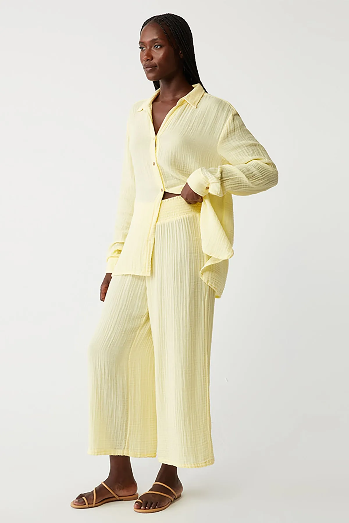 Medina Smocked Waist Cropped Pant sold by French Cuff product image thumbnail 3