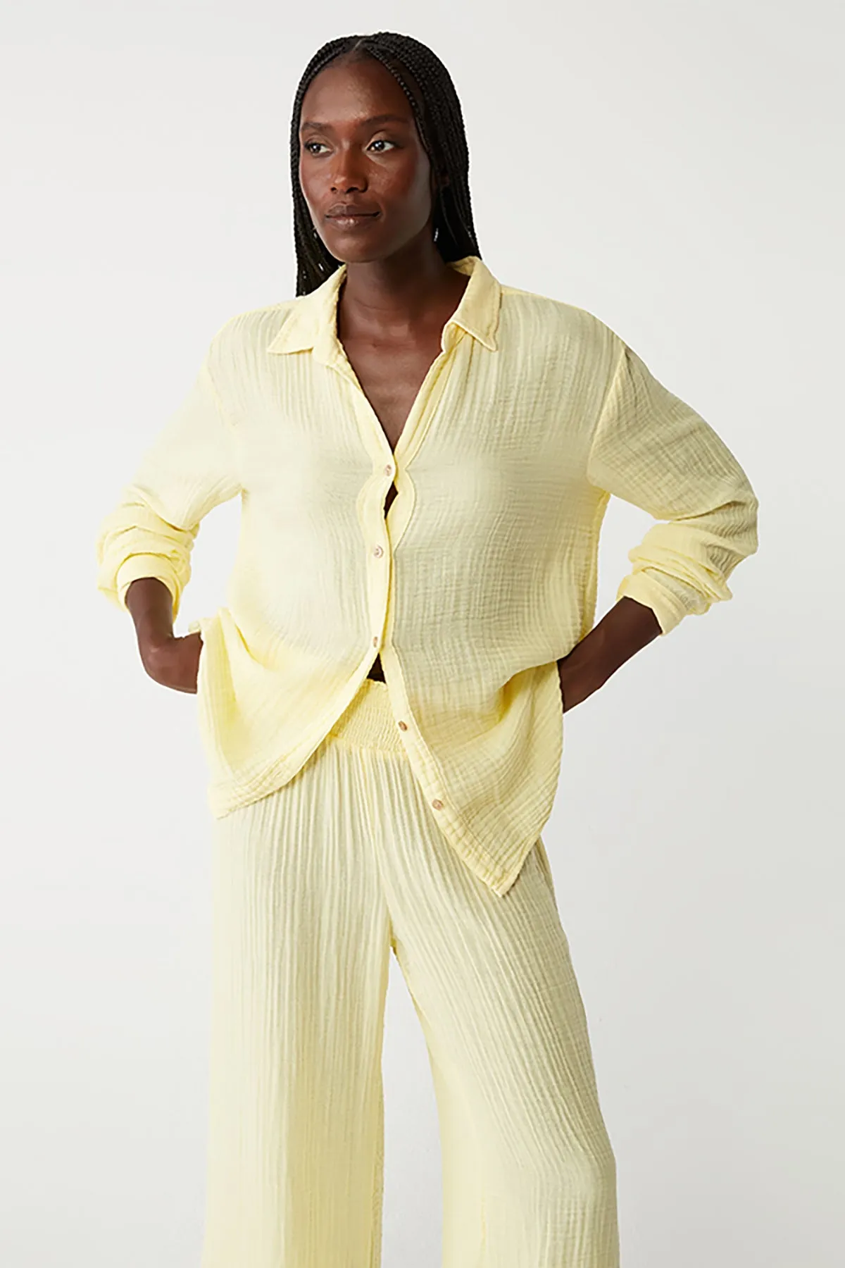 Medina Smocked Waist Cropped Pant sold by French Cuff