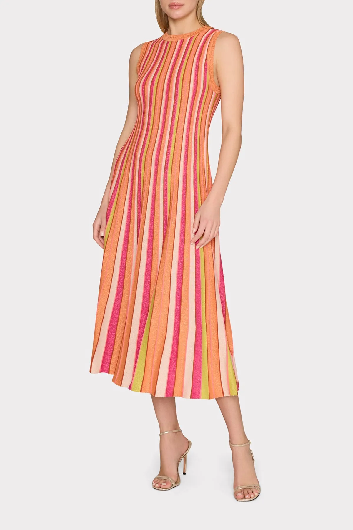 Multi Color Stripe Sleeveless Midi Dress sold by French Cuff