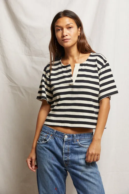 Sarah, B&N Rib Split Tee sold by French Cuff