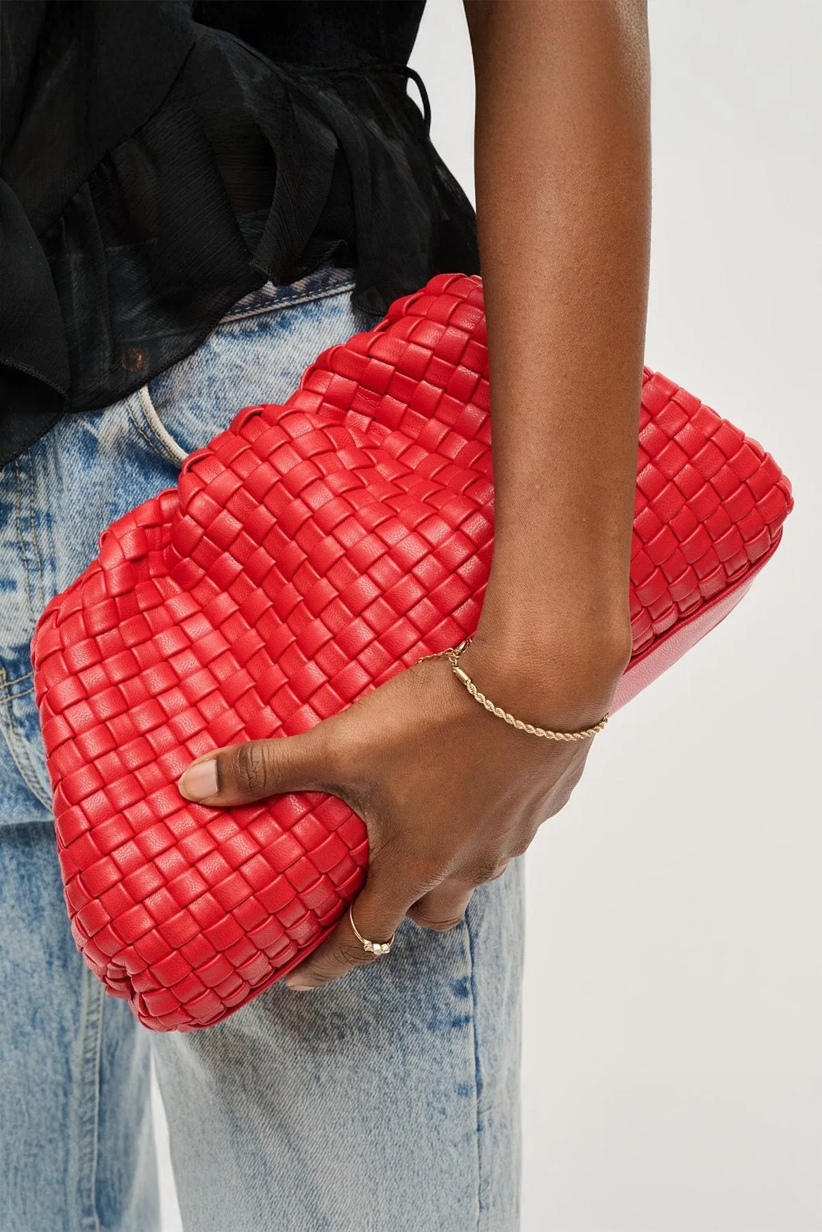 Tate Woven Frame Clutch sold by French Cuff