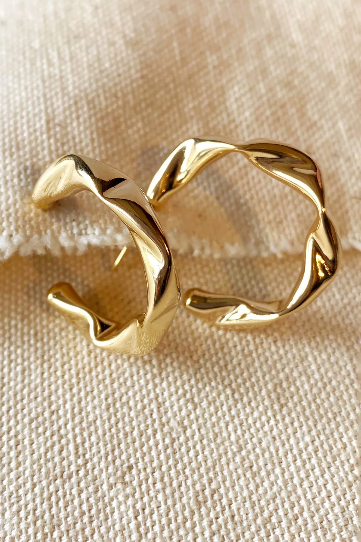 18k Gold Filled Crimped Half-Hoop Earrings sold by French Cuff