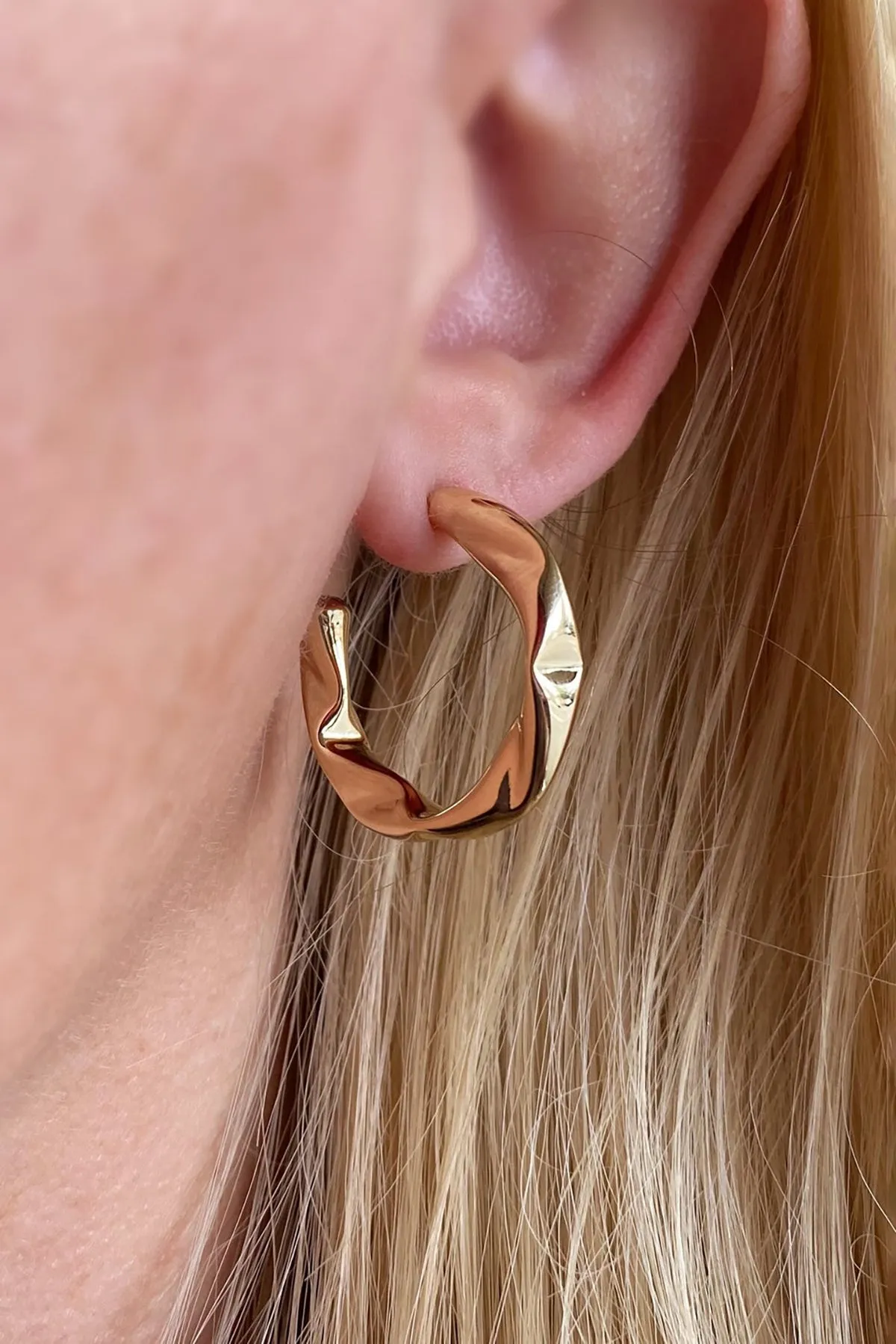 18k Gold Filled Crimped Half-Hoop Earrings sold by French Cuff product image thumbnail 2