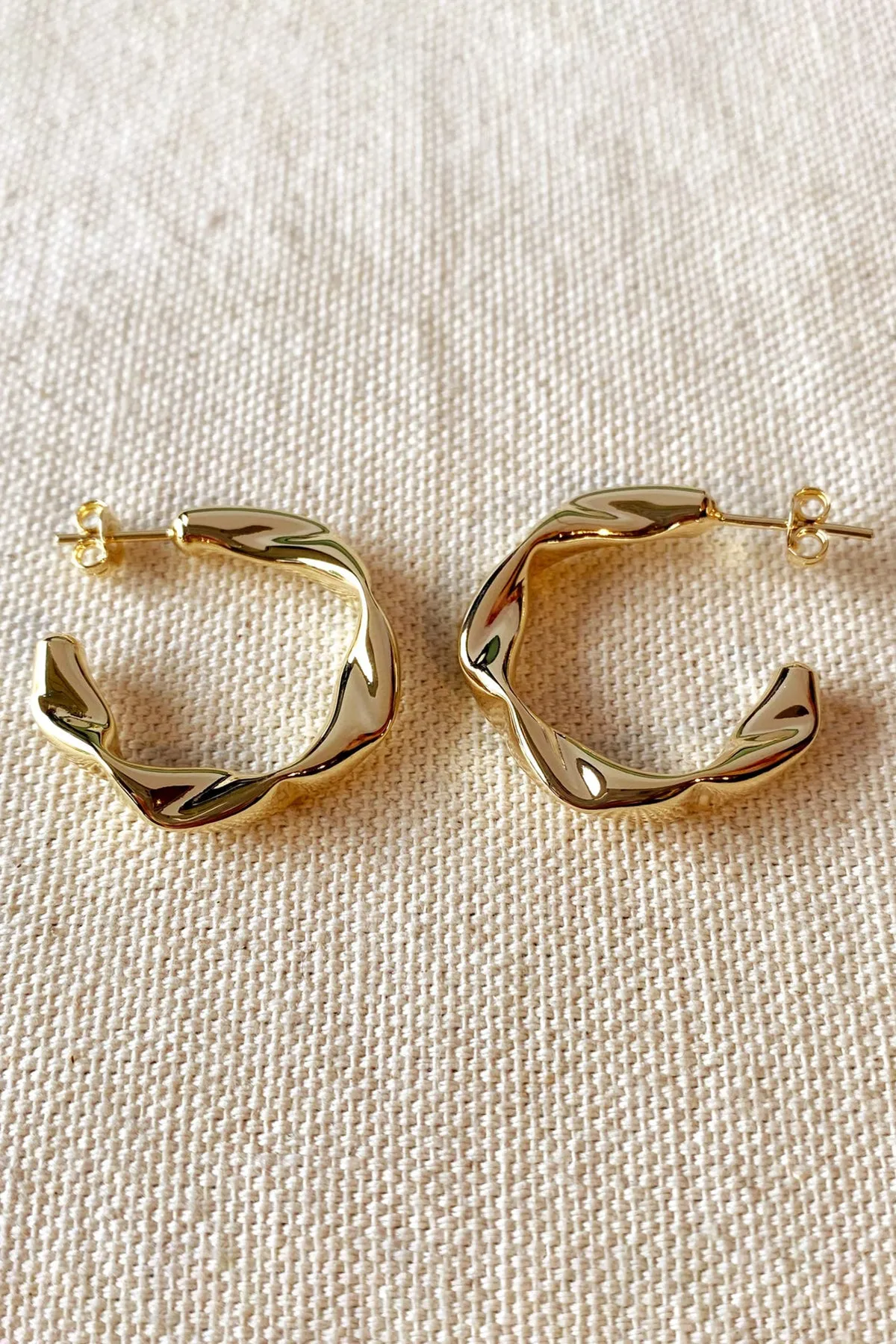 18k Gold Filled Crimped Half-Hoop Earrings sold by French Cuff product image thumbnail 3