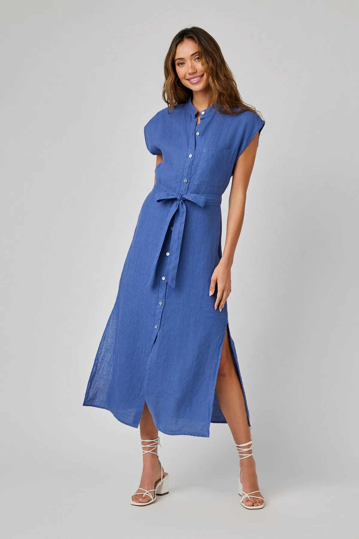 Cap Sleeve Button Front Midi Dress sold by French Cuff product image thumbnail 2
