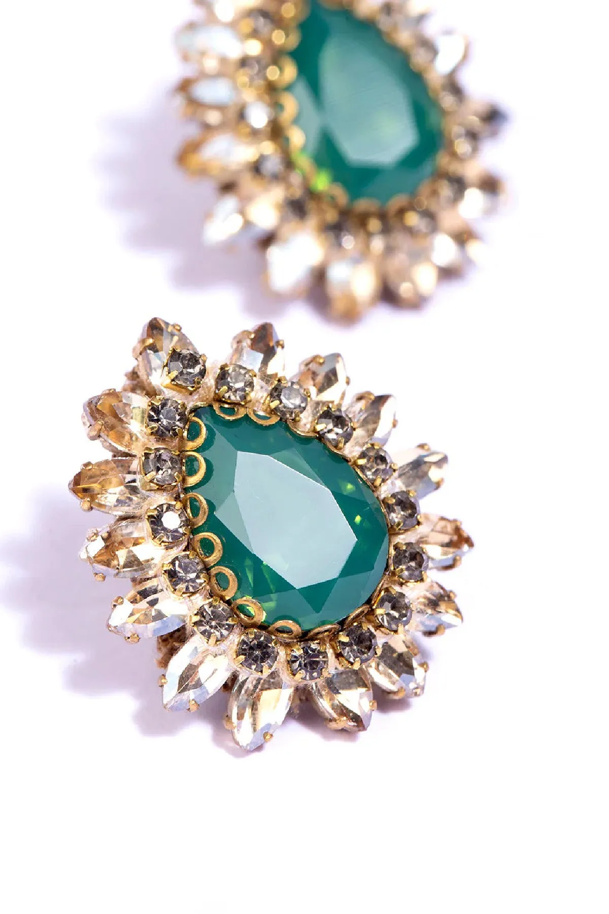 Leesha Earrings, Green sold by French Cuff