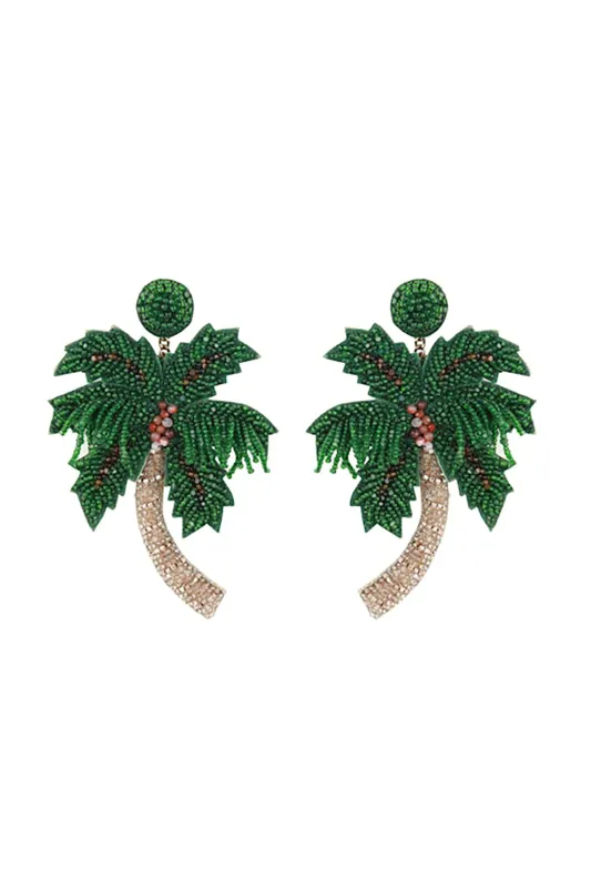 Palm Tree Earrings, Green sold by French Cuff