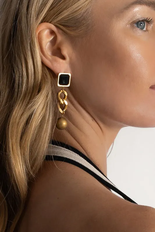 Perry Earrings Onyx sold by French Cuff