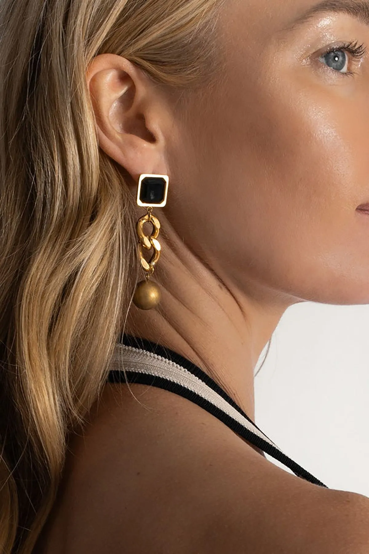 Perry Earrings Onyx sold by French Cuff