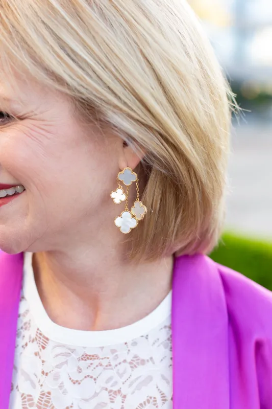 Juliette Clover Drop Earring, Mother of Pearl sold by French Cuff