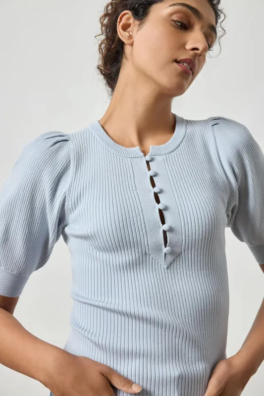 Elbow Sleeve Henley Sweater sold by French Cuff