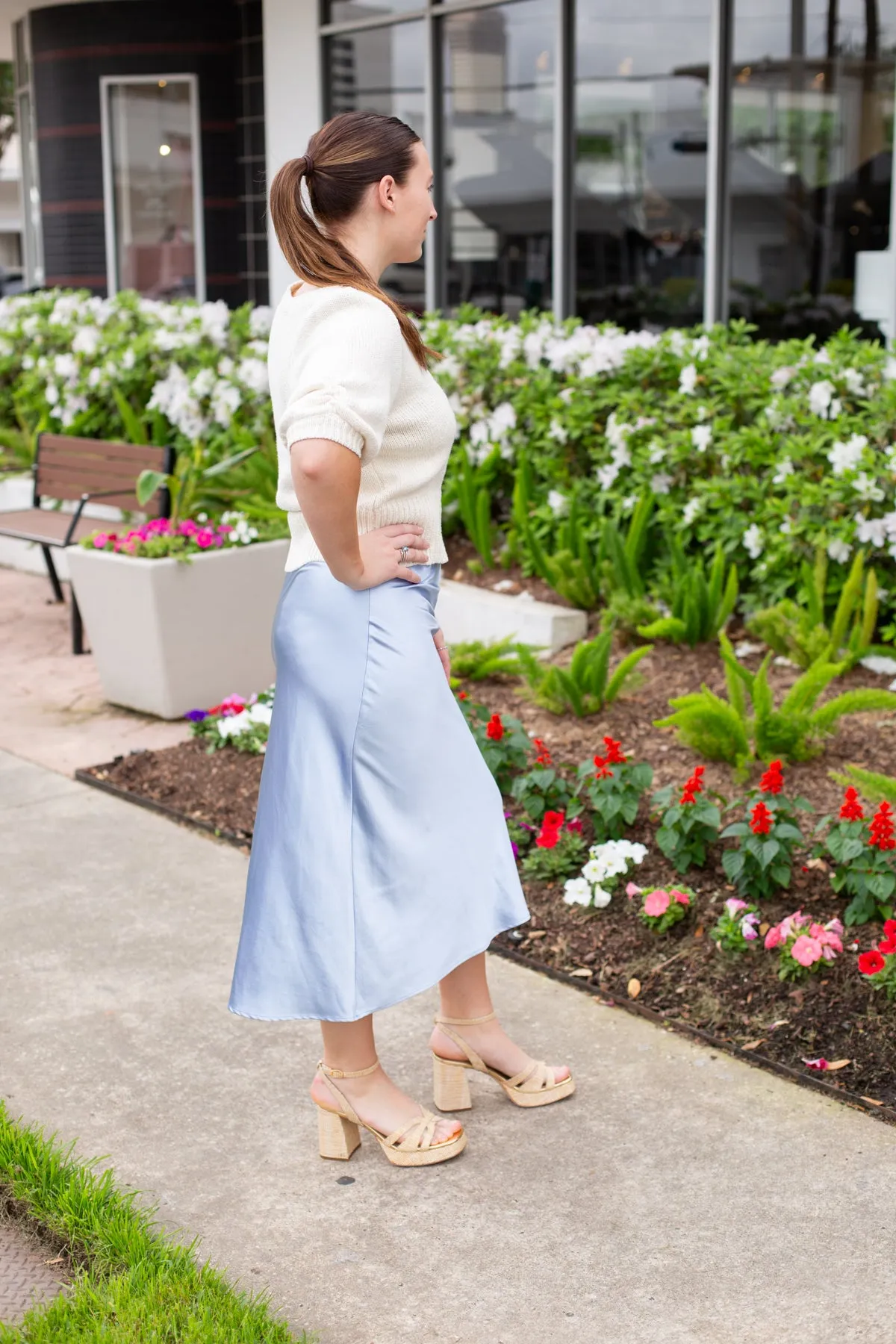 Cloudy Blue Midi Skirt sold by French Cuff product image thumbnail 2
