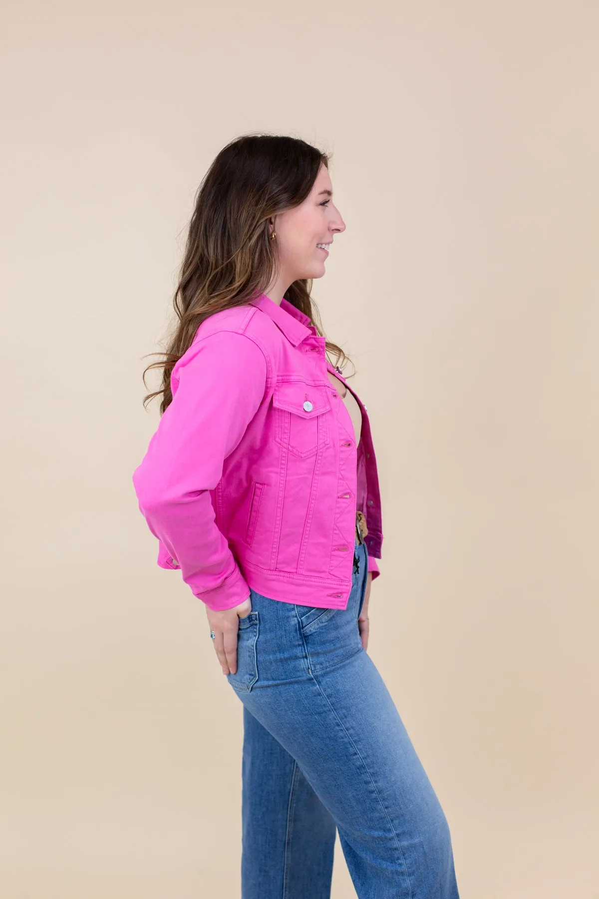 Hot Pink Denim Jacket sold by French Cuff product image thumbnail 2