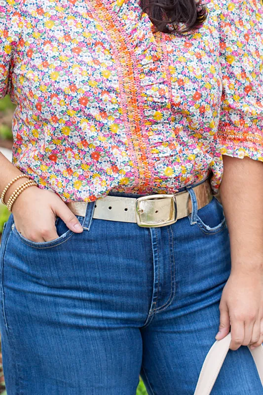 Gold Metallic Belt sold by French Cuff