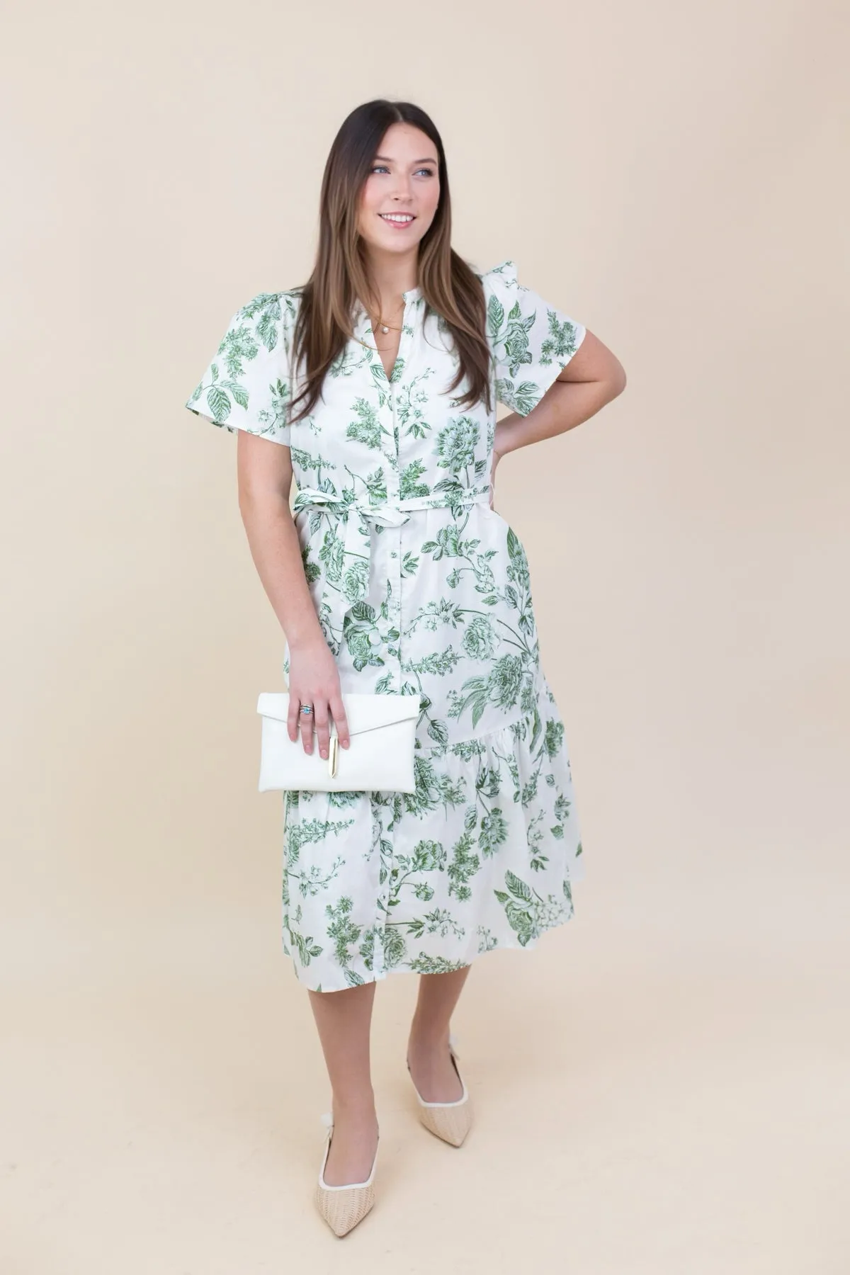 Green Floral Midi Dress sold by French Cuff