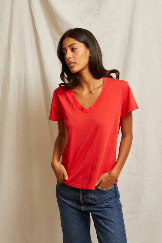 Hendrix Cotton Short Sleeve Boxy V Neck Tee sold by French Cuff