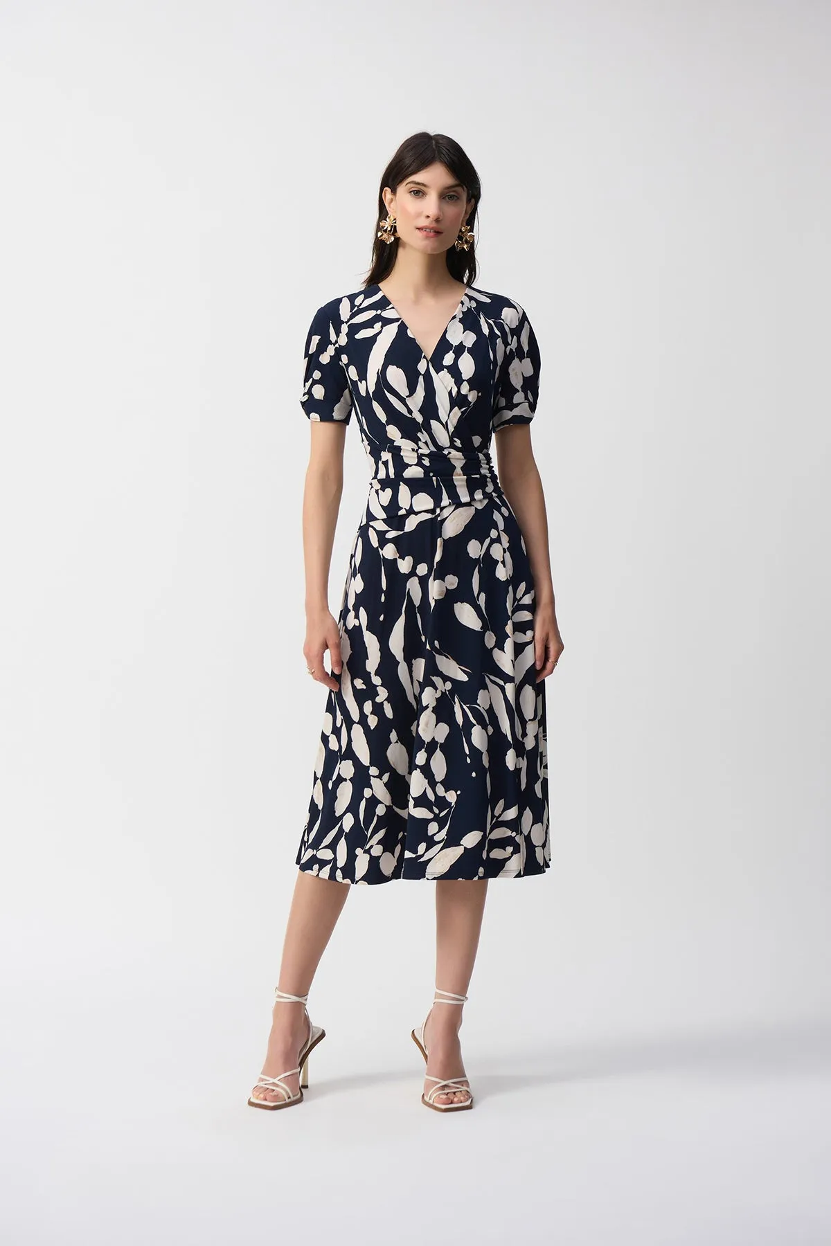 Silky Knit Abstract Print Wrap Dress sold by French Cuff product image thumbnail 3