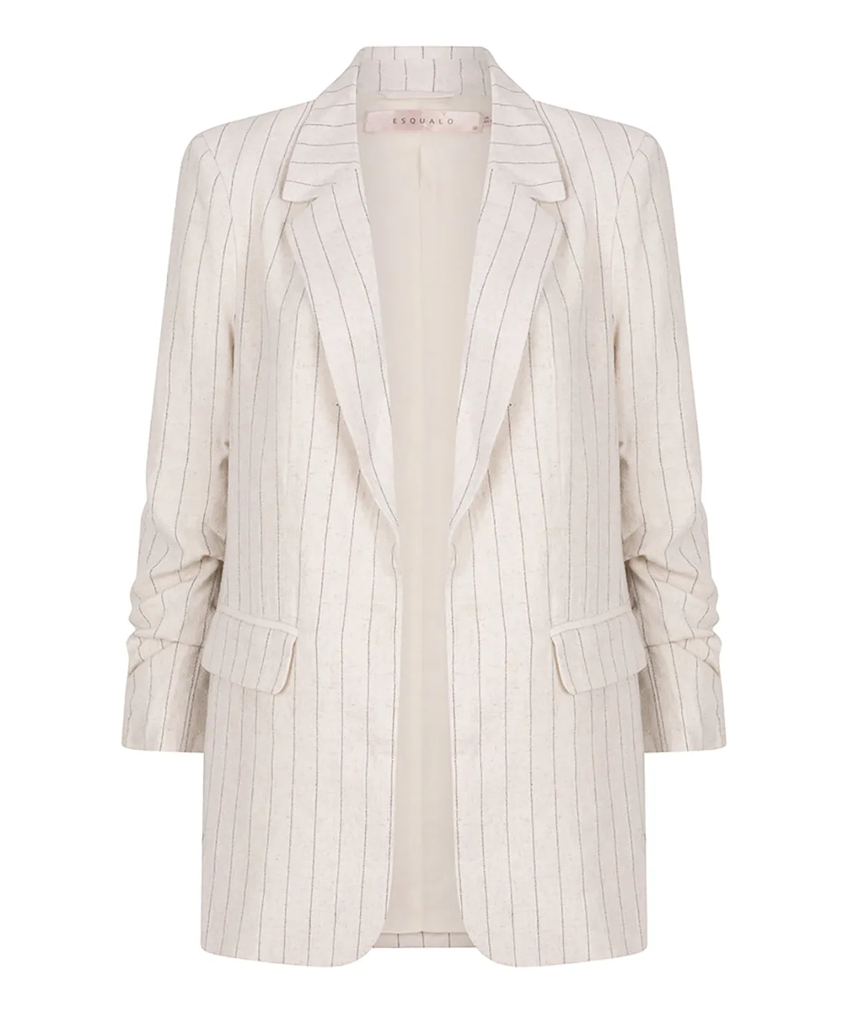 Gathered Sleeve Linen Stripe Blazer sold by French Cuff product image thumbnail 4