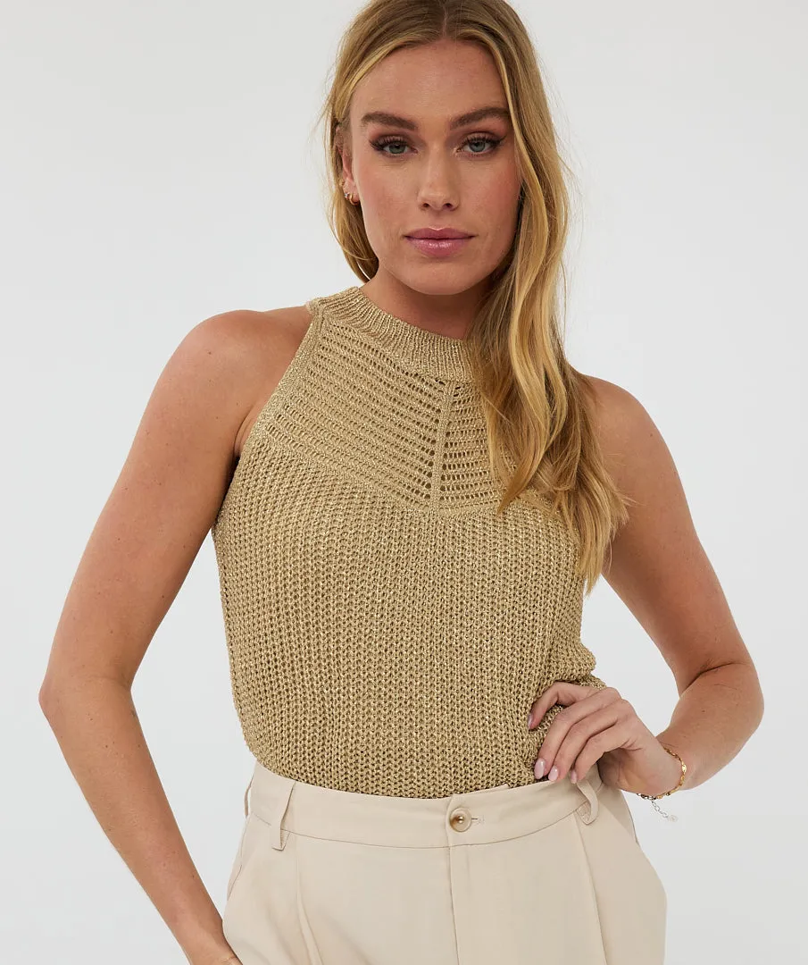 Double V Lurex Knitted Top sold by French Cuff