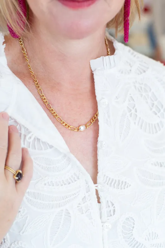 The Oval Bezel Chain Necklace sold by French Cuff
