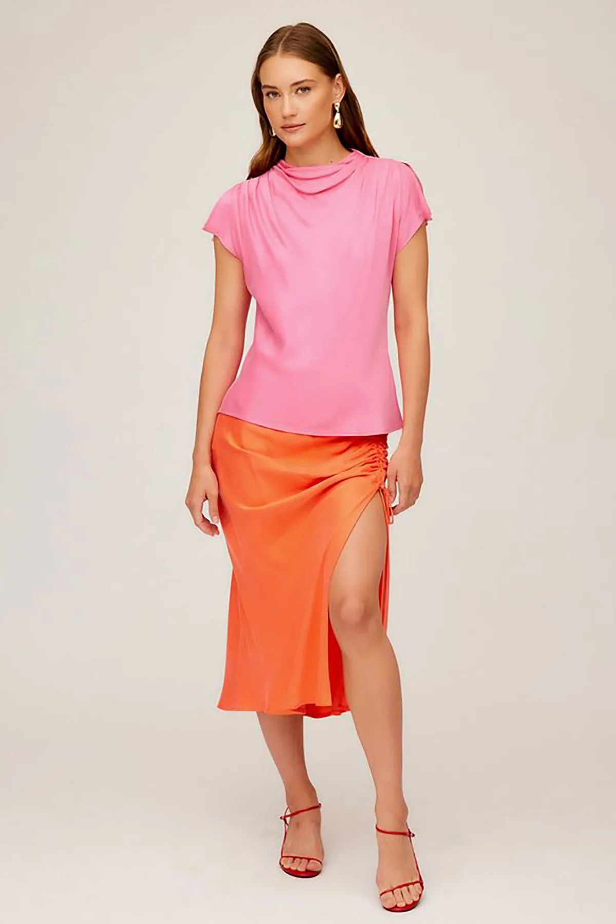 Fiona Shirred Midi Skirt sold by French Cuff