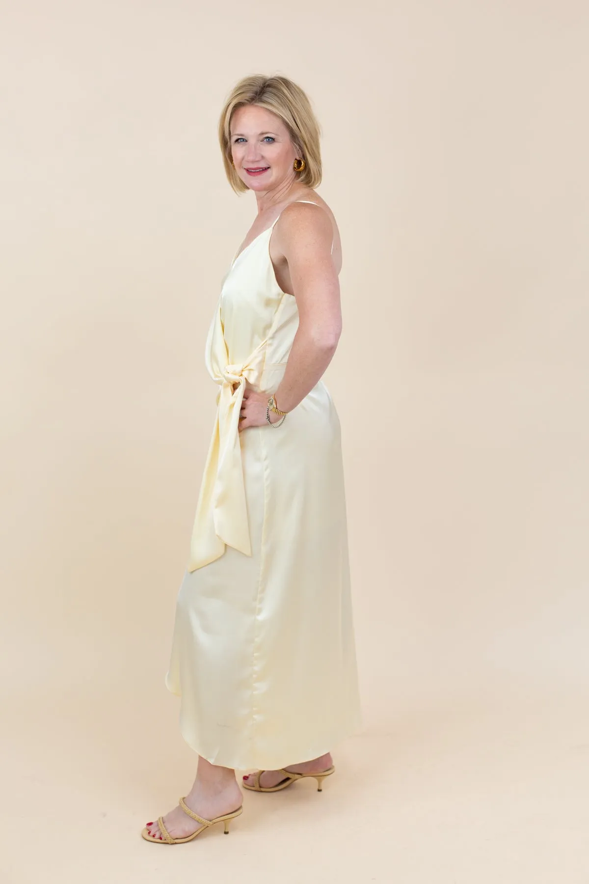 Satin Wrap Tie Midi Dress sold by French Cuff product image thumbnail 2