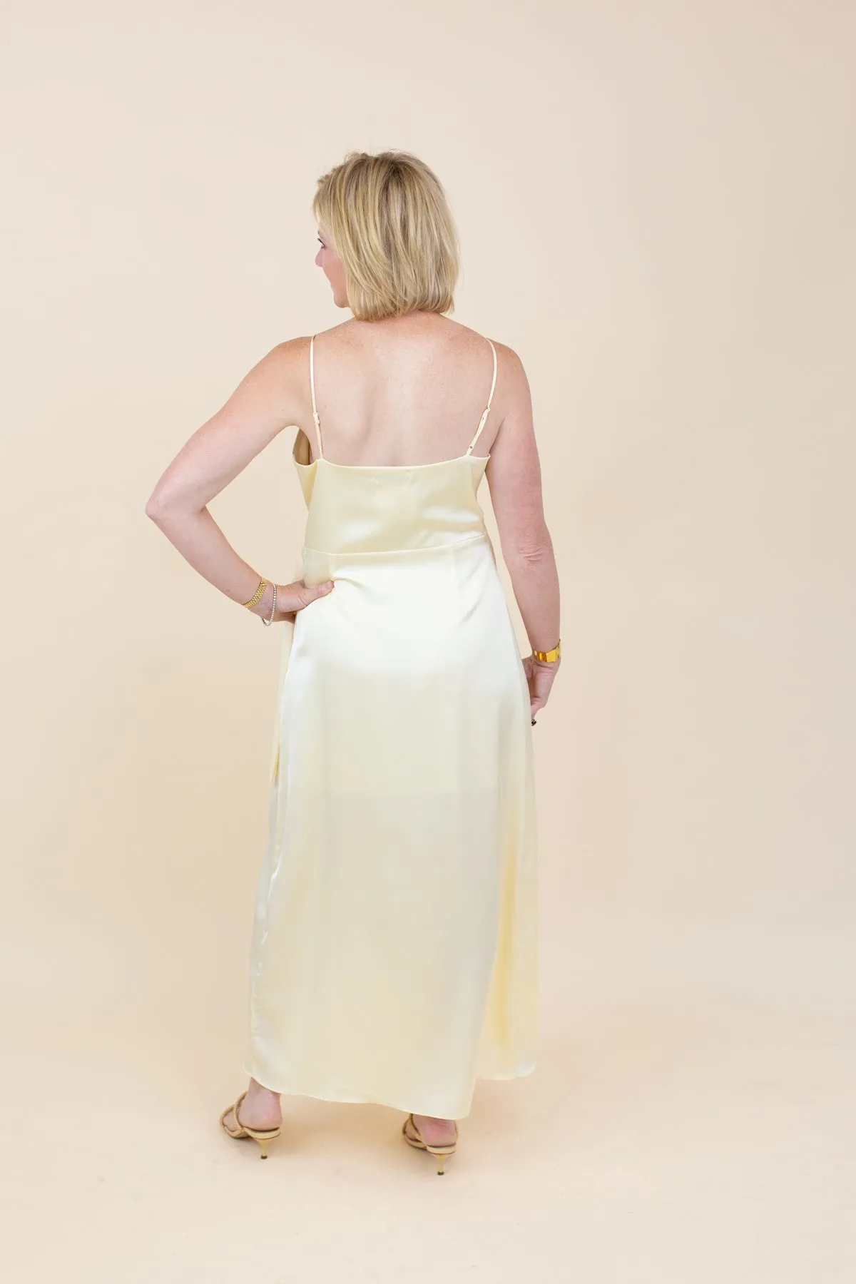 Satin Wrap Tie Midi Dress sold by French Cuff product image thumbnail 3