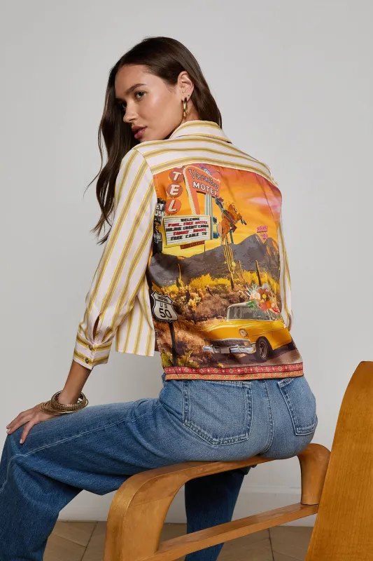 Fawn Scarf Back 3/4 Sleeve Blouse sold by French Cuff