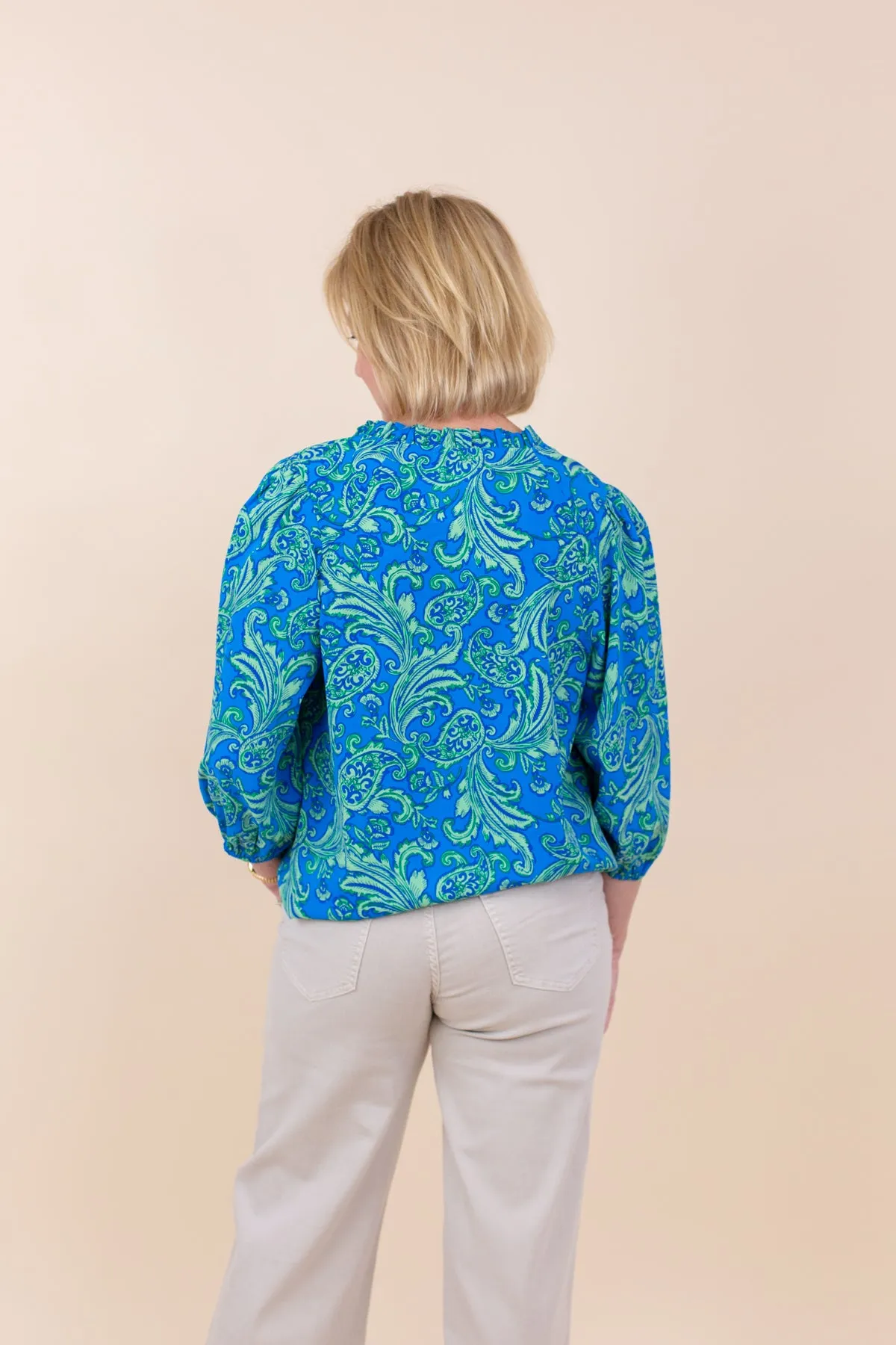 Blue & Green Paisley Print Top sold by French Cuff product image thumbnail 2