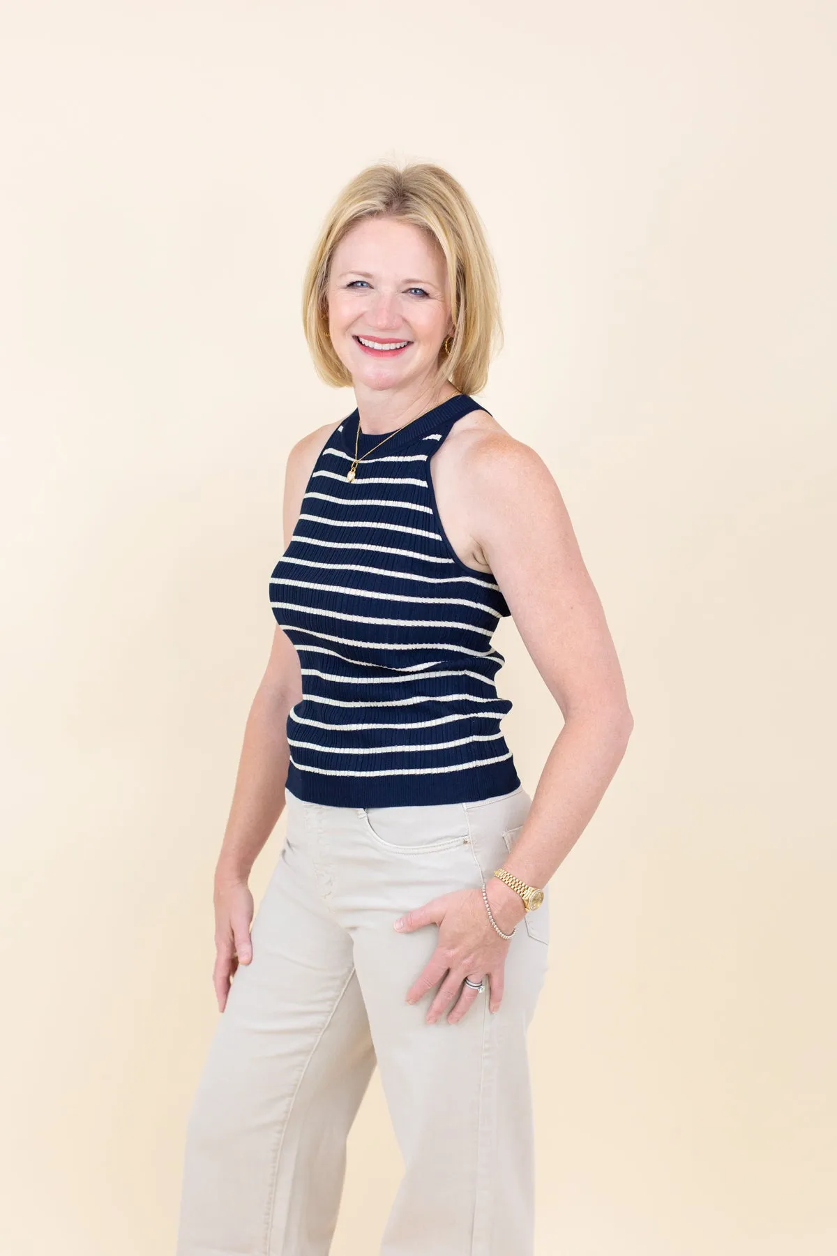 Stripe Rib Knit Tank top sold by French Cuff product image thumbnail 3