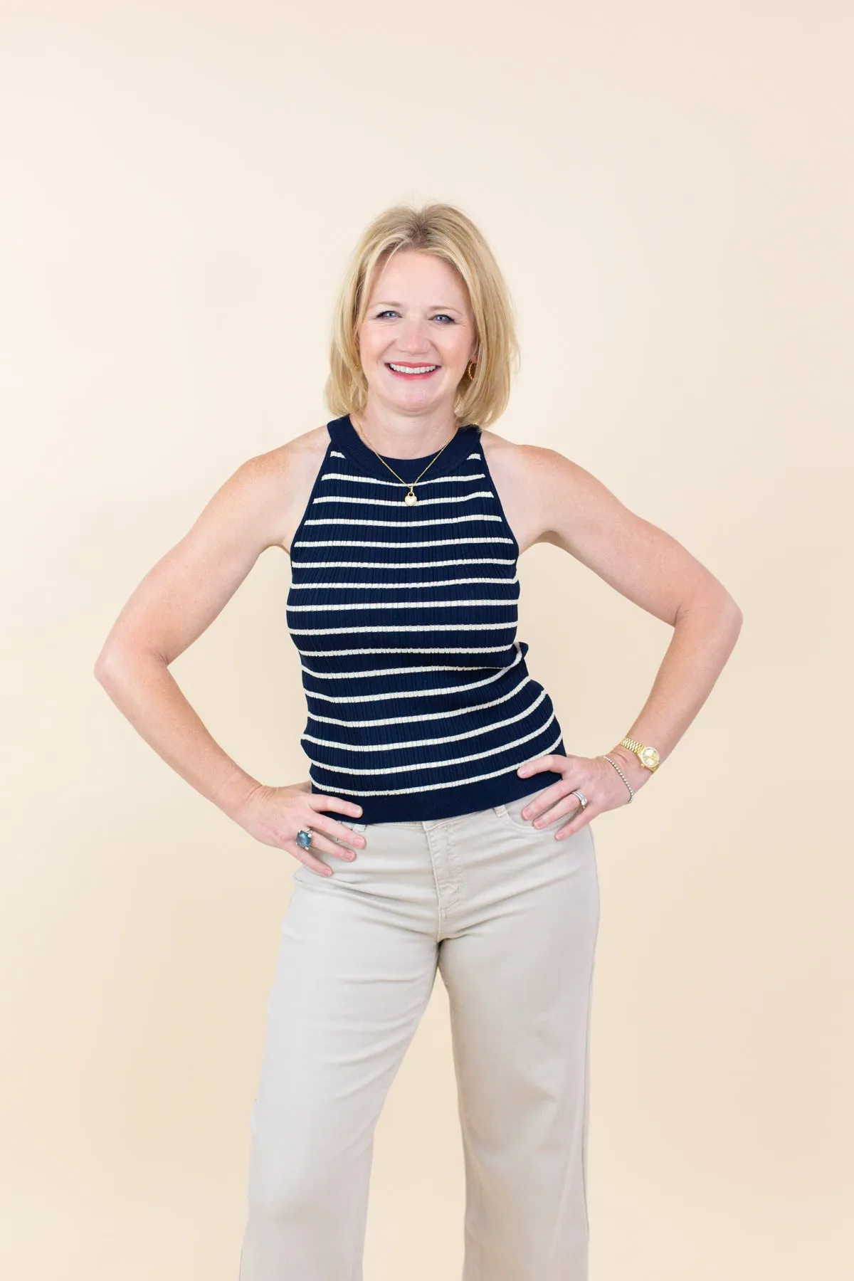 Stripe Rib Knit Tank top sold by French Cuff product image thumbnail 4