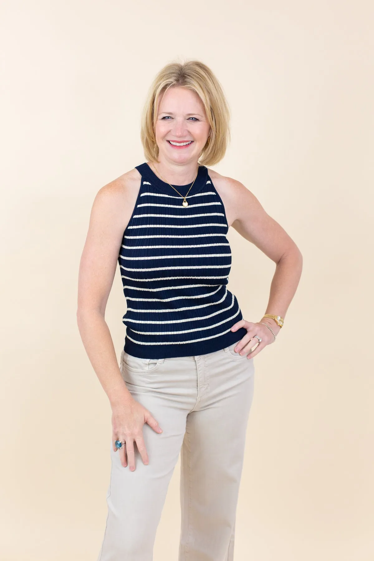 Stripe Rib Knit Tank top sold by French Cuff