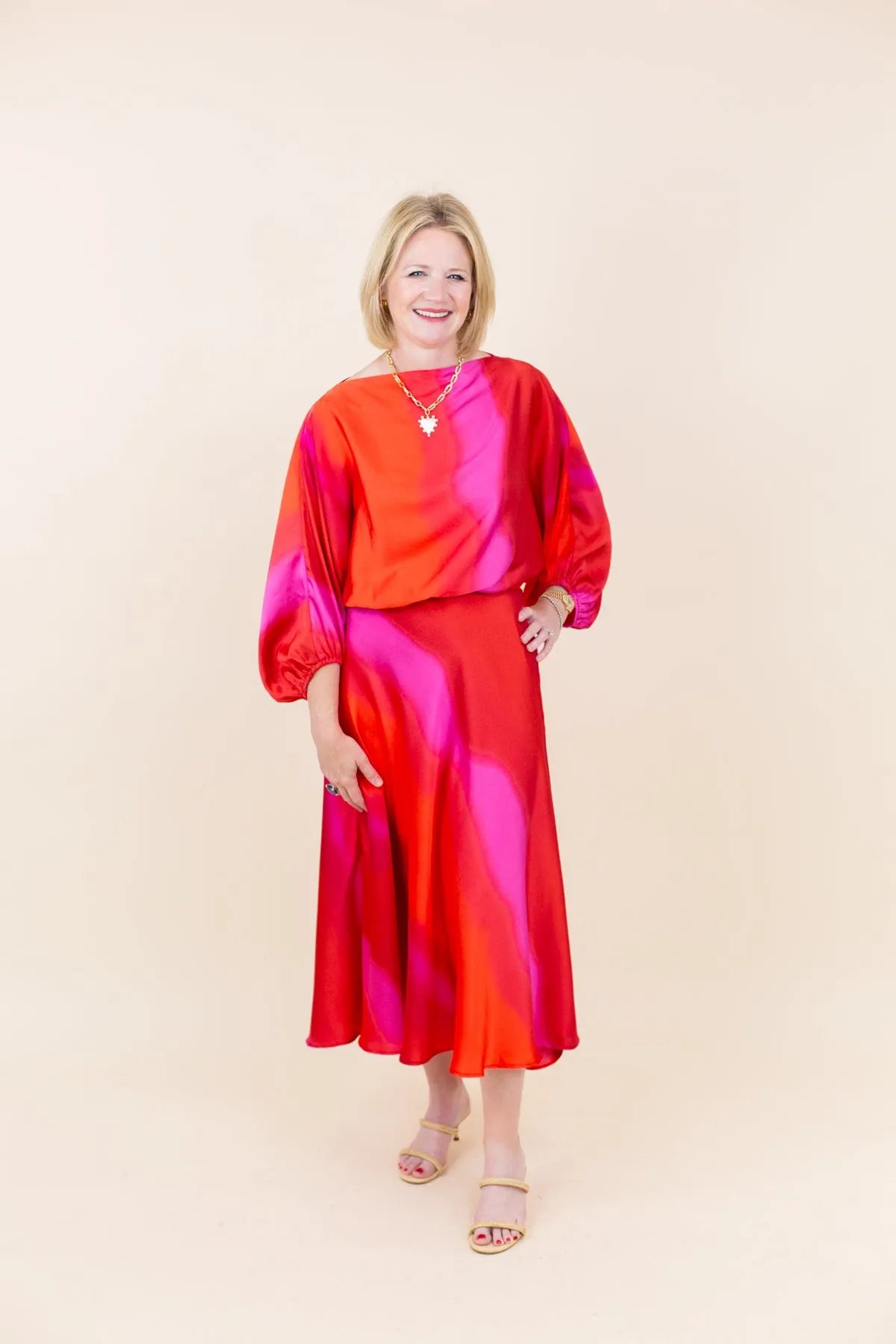 Ombre Satin Midi Skirt sold by French Cuff product image thumbnail 5