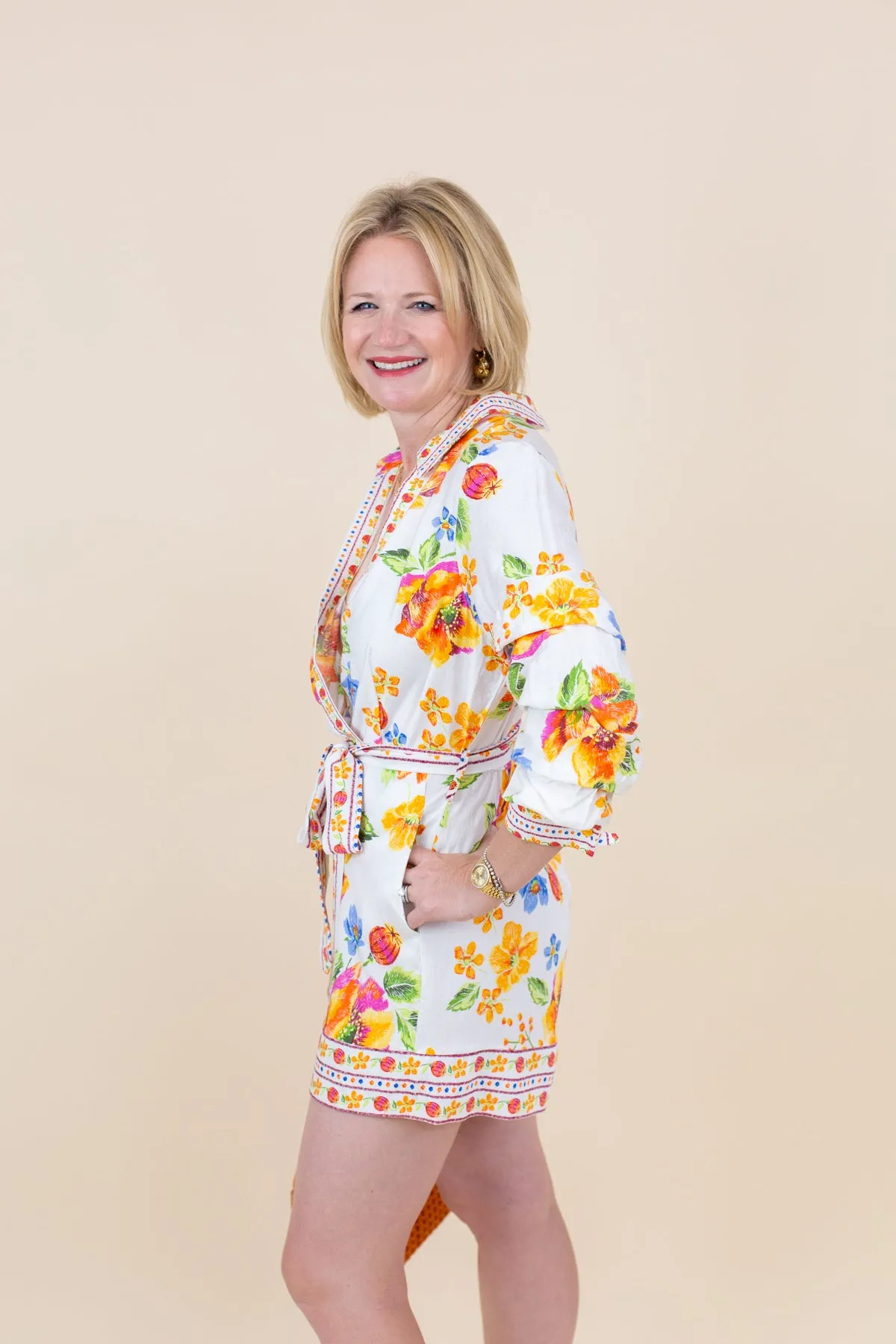 Border Printed 3/4 Sleeve Romper sold by French Cuff product image thumbnail 2