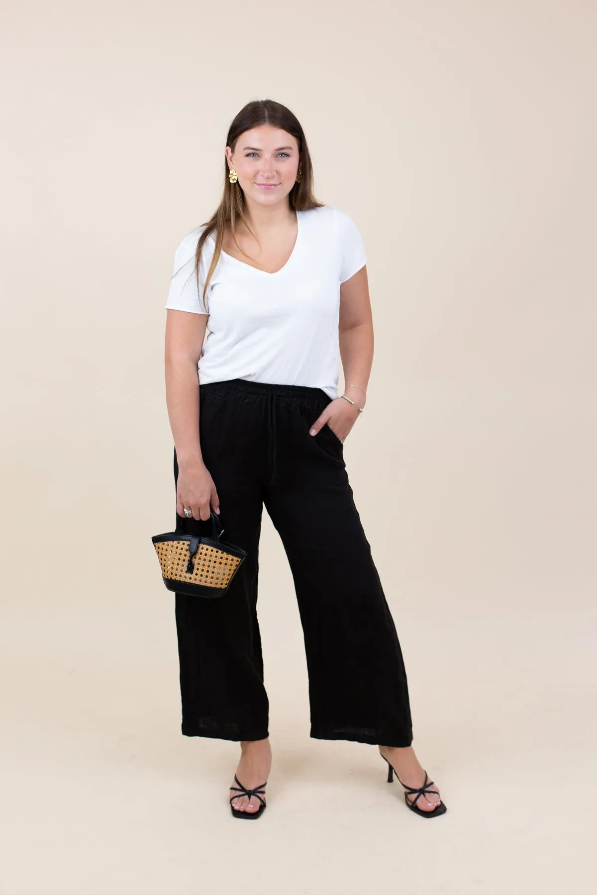 Linen Drawstring Mid Rise Pant with Pockets sold by French Cuff
