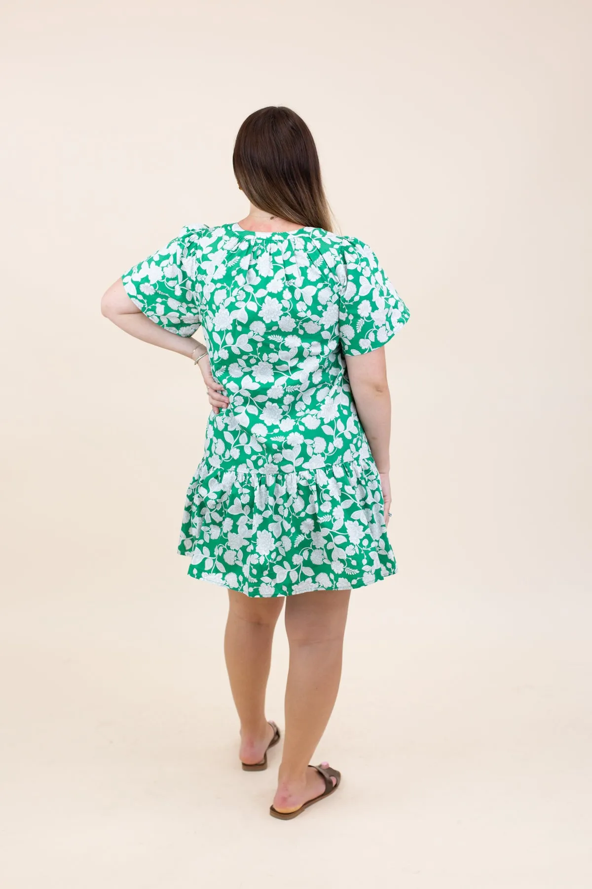 Green Floral Shift Mini Dress sold by French Cuff product image thumbnail 4