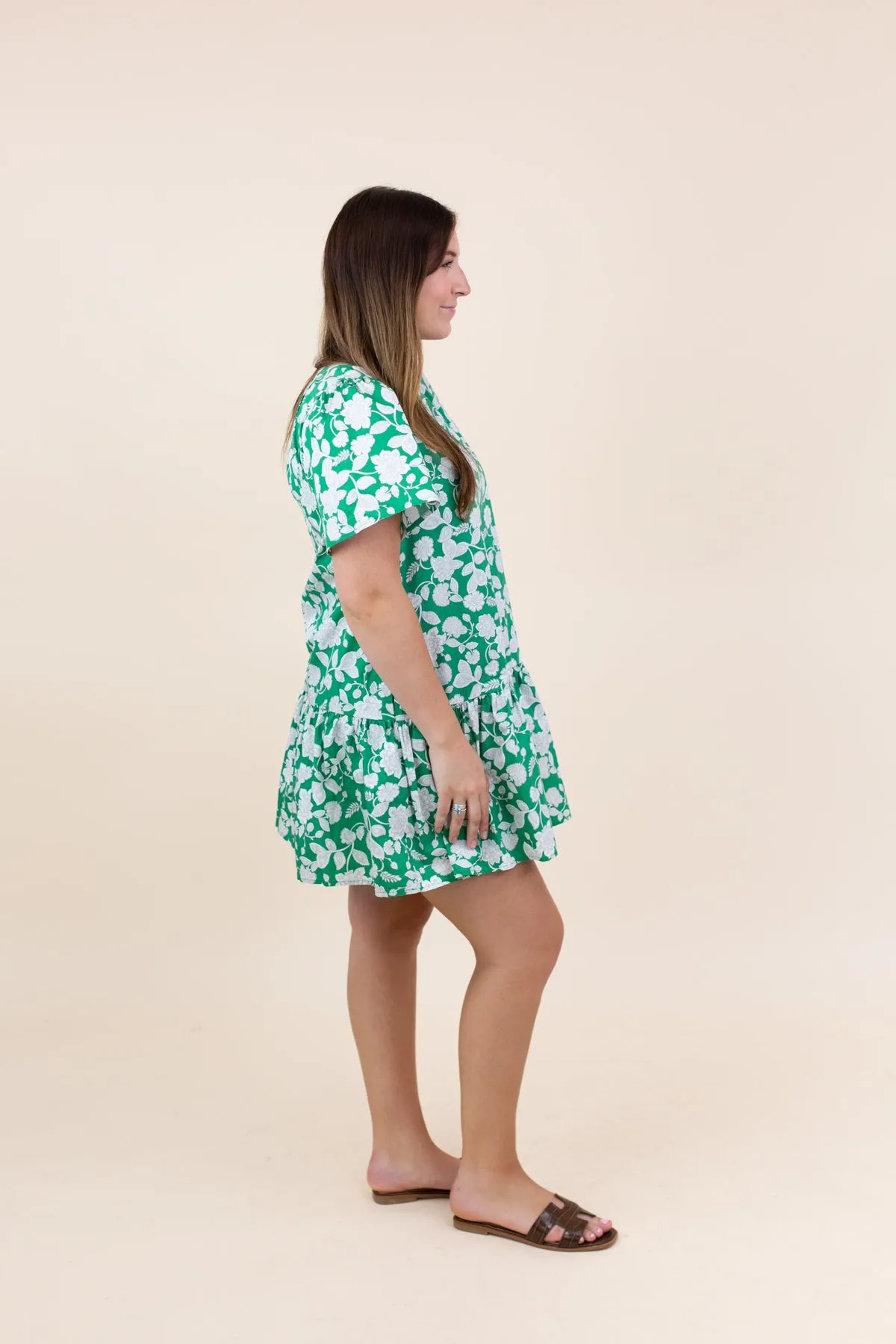 Green Floral Shift Mini Dress sold by French Cuff product image thumbnail 3