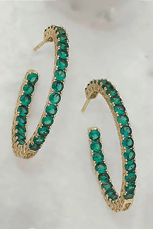 Emerald Medium Paved Hoop sold by French Cuff