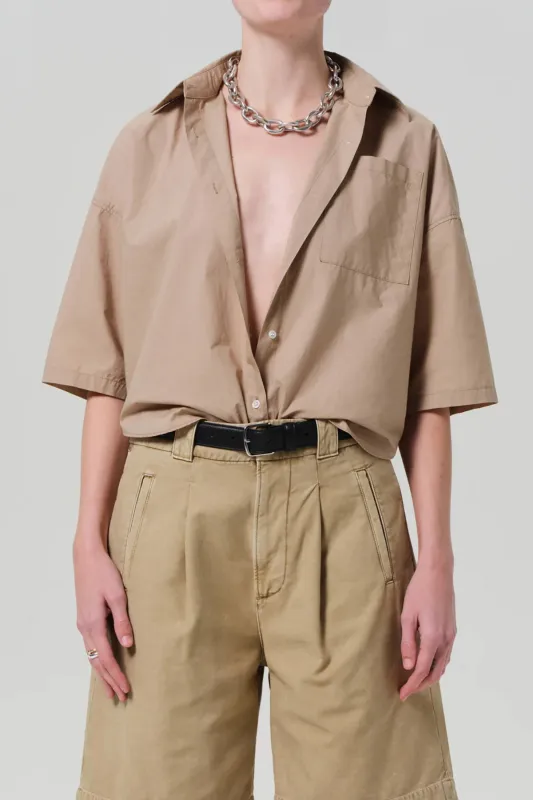 Frances Cropped Cape Button Up sold by French Cuff