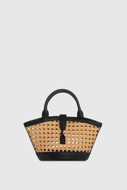 Megan Micro Fan Tote with Caning sold by French Cuff