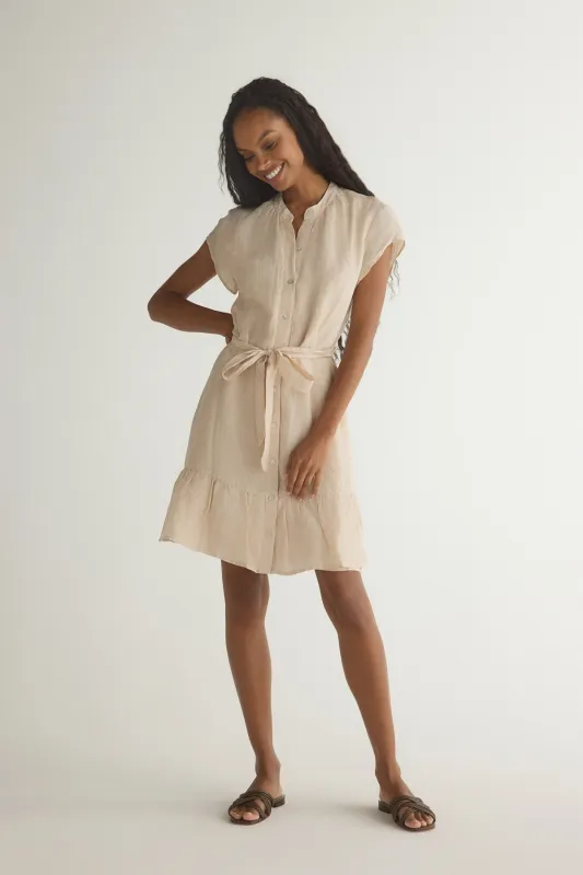 Cap Sleeve Ruffle Hem Shirt Dress sold by French Cuff