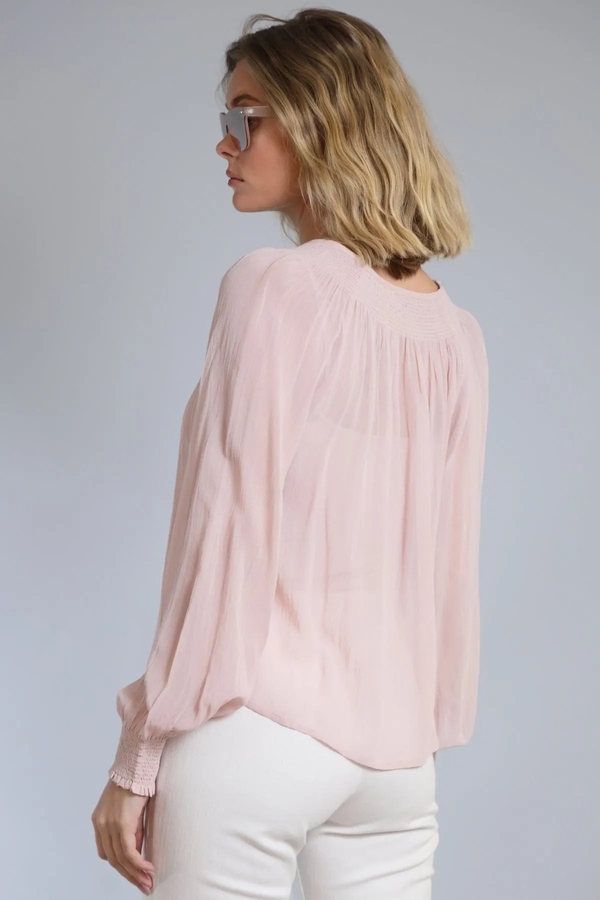 Smocked Neckline Long Sleeve Top sold by French Cuff product image thumbnail 3