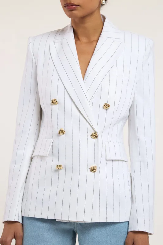 Arielle Pinstripe Linen Blazer sold by French Cuff
