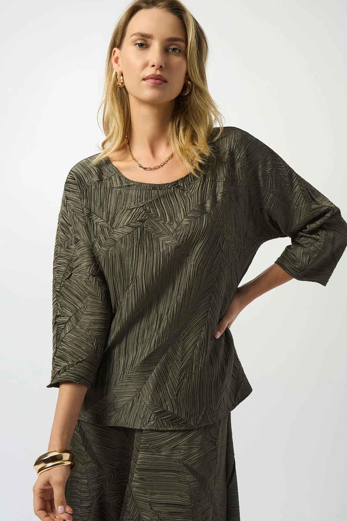Pleated Satin Boxy Top sold by French Cuff