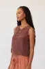 Sleeveless Half Placket Top sold by French Cuff