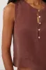 Sleeveless Half Placket Top sold by French Cuff