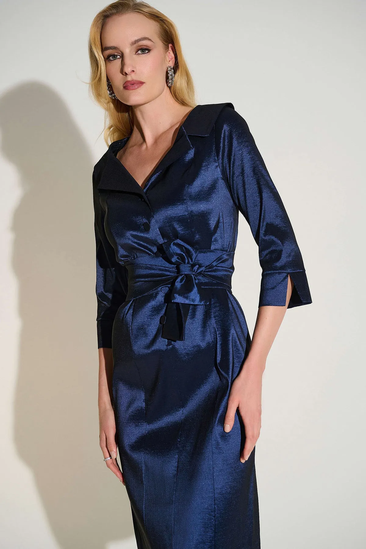 Stretch Taffeta Sheath Dress with Sash Belt sold by French Cuff product image thumbnail 2